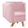 Kit Namoradeira e 01 Poltrona Bella Base Giratória Madeira Suede- ADJ Decor - Rosa Bebê - 9