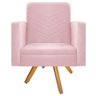 Kit Namoradeira e 01 Poltrona Bella Base Giratória Madeira Suede- ADJ Decor - Rosa Bebê - 7