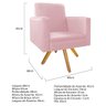 Kit Namoradeira e 01 Poltrona Bella Base Giratória Madeira Suede- ADJ Decor - Rosa Bebê - 5
