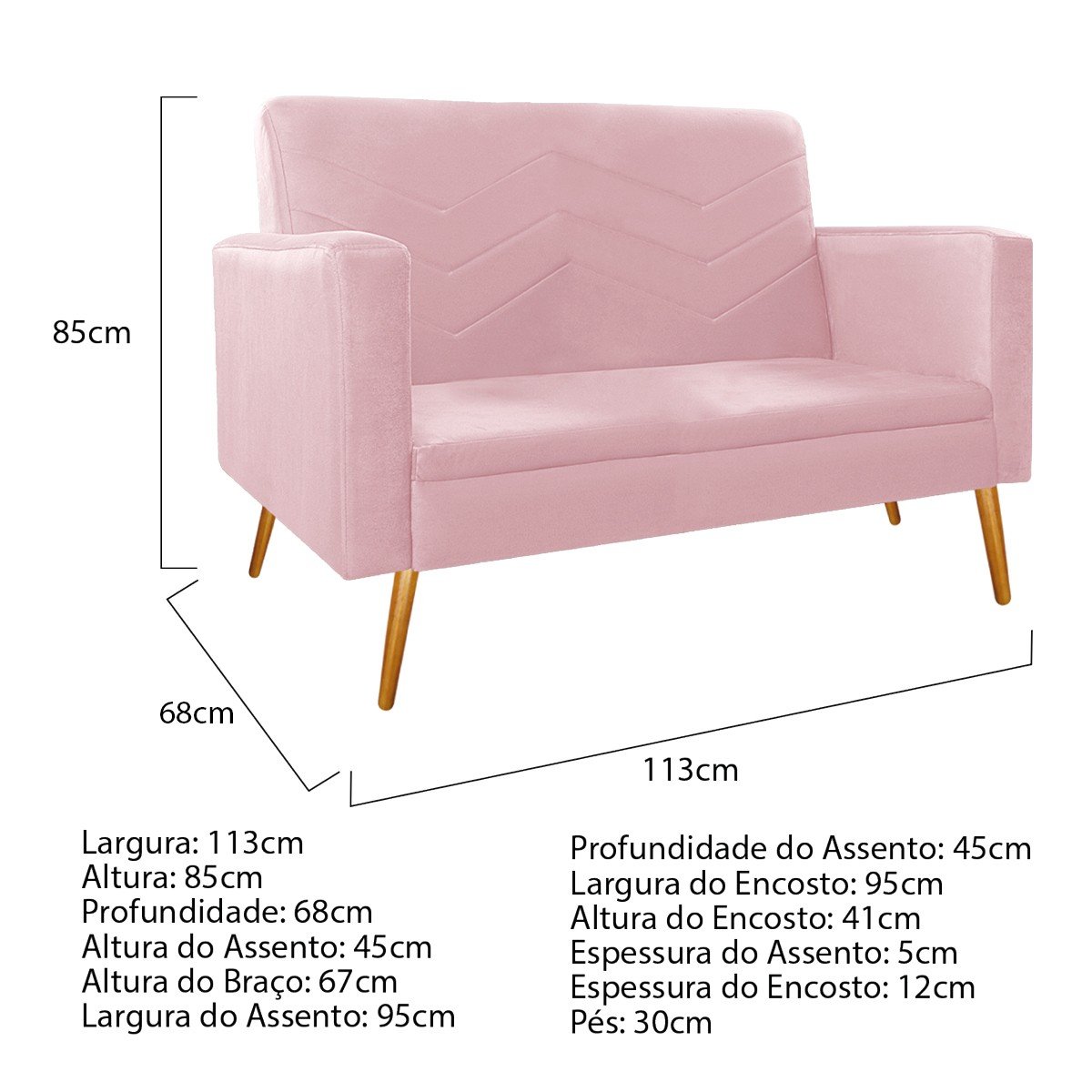 Kit Namoradeira e 01 Poltrona Bella Base Giratória Madeira Suede- ADJ Decor - Rosa Bebê - 4