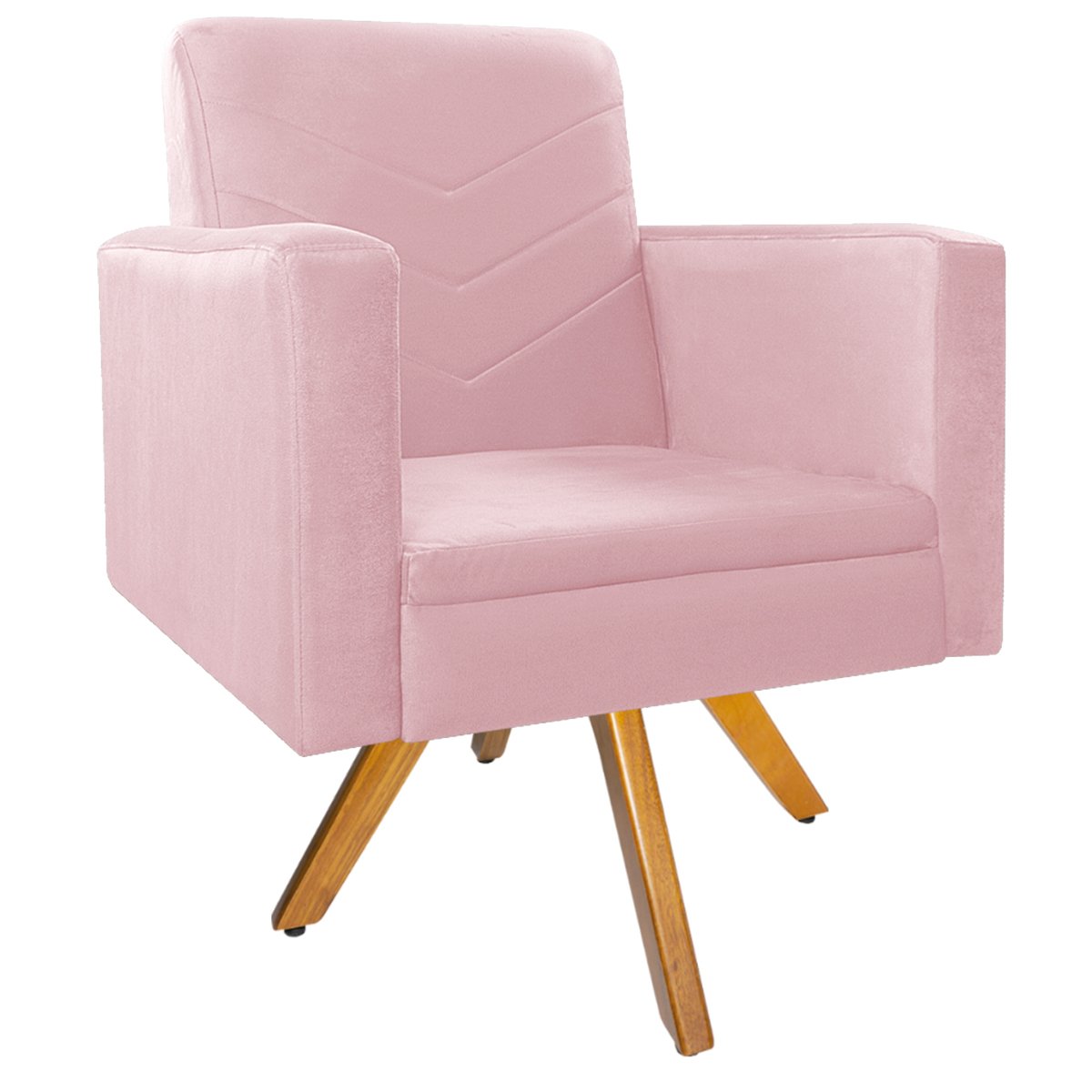 Kit Namoradeira e 01 Poltrona Bella Base Giratória Madeira Suede- ADJ Decor - Rosa Bebê - 3