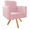 Kit Namoradeira e 01 Poltrona Bella Base Giratória Madeira Suede- ADJ Decor - Rosa Bebê - 3