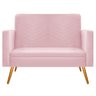 Kit Namoradeira e 01 Poltrona Bella Base Giratória Madeira Suede- ADJ Decor - Rosa Bebê - 6