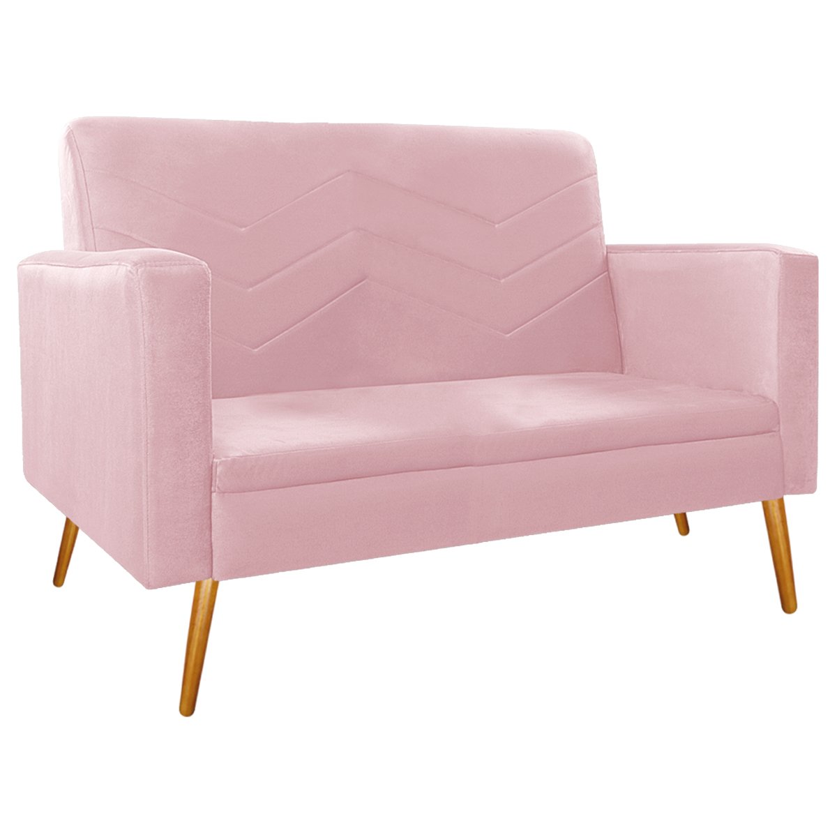 Kit Namoradeira e 01 Poltrona Bella Base Giratória Madeira Suede- ADJ Decor - Rosa Bebê - 2