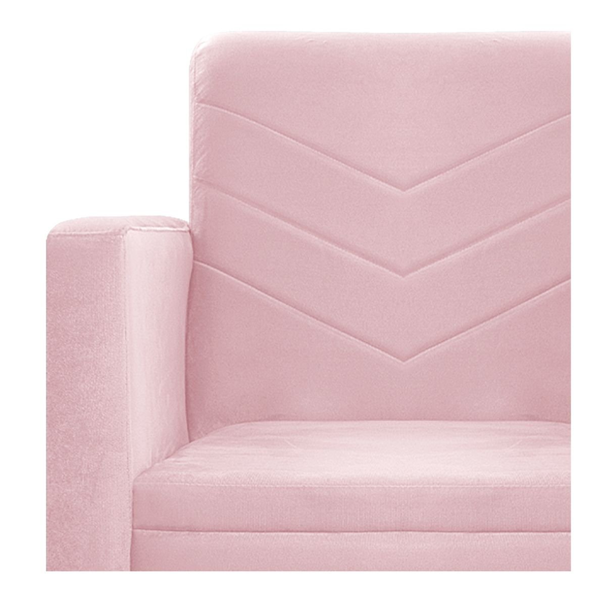Kit Namoradeira e 01 Poltrona Bella Base Giratória Madeira Suede- ADJ Decor - Rosa Bebê - 8