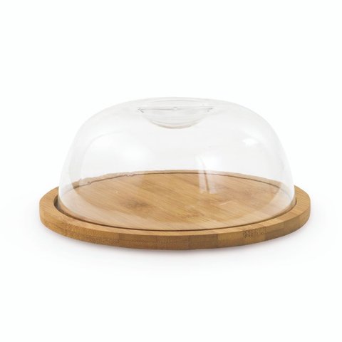 Porta Queijo Bambu e Acrílico 19x19 Cm Mimo Bm1502