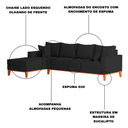 Ver imagem 3 de Sofá 4 Lugares Beny com Chaise Esquerdo Linho Preto