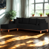 Sofá 4 Lugares Beny com Chaise Esquerdo Linho Preto - 1