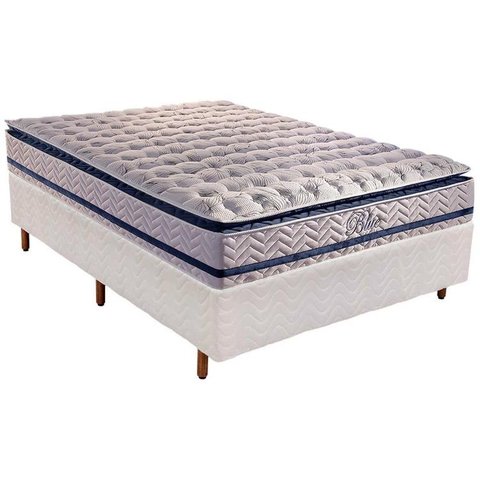 Cama Box Casal: Colchão Molas Ensacadas Paropas MasterPocket Blue + Base CRC Rústico Branco(138x188)
