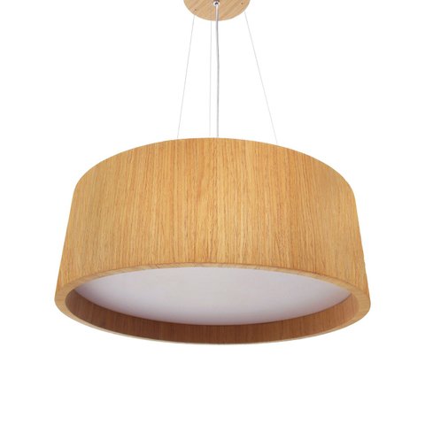 Lustre Pendente Madeira Redondo 70x20cm - Freijó