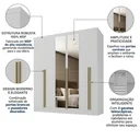 Ver imagem 4 de Guarda-Roupa 100% MDF 6 Portas 3 Gavetas com Espelhos Lisboa Yescasa Branco
