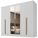 Ver imagem 2 de Guarda-Roupa 100% MDF 6 Portas 3 Gavetas com Espelhos Lisboa Yescasa Branco
