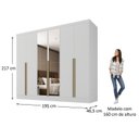 Ver imagem 3 de Guarda-roupa 100% Mdf 6 Portas 3 Gavetas com Espelhos Lisboa Yescasa