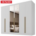 Ver imagem 7 de Guarda-Roupa 100% MDF 6 Portas 3 Gavetas com Espelhos Lisboa Yescasa Branco