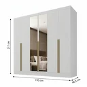 Ver imagem 3 de Guarda-Roupa 100% MDF 6 Portas 3 Gavetas com Espelhos Lisboa Yescasa Branco