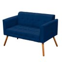 Ver imagem 2 de Conjunto Sofá Retrô 2 Lugares e 2 Poltronas Elisa Suede Azul Marinho - D'Rossi