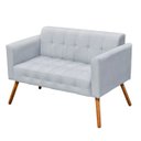 Ver imagem 2 de Conjunto Sofá Retrô 2 Lugares e 2 Poltronas Elisa Suede Cinza - D'Rossi