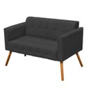 Ver imagem 2 de Conjunto Sofá Retrô 2 Lugares e 2 Poltronas Elisa Suede Grafite - D'Rossi