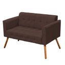 Ver imagem 2 de Conjunto Sofá Retrô 2 Lugares e 2 Poltronas Elisa Suede Marrom - D'Rossi