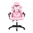 Ver imagem 3 de Cadeira Giratória Gamer Kl1 - Branco e Rosa