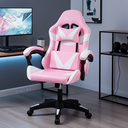 Ver imagem 1 de Cadeira Giratória Gamer Kl1 - Branco e Rosa