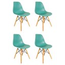 Ver imagem 1 de Kit 4 Cadeiras Eiffel Eames Base Madeira Sala de Jantar Azul Tiffany -