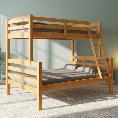 Cama Beliche Casal Solteiro Madeira Pinus Alta Resistência:Mel