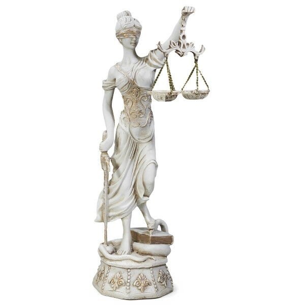 Deusa Themis Deusa da Justiça Direito Grande 44cm Cor Marfim