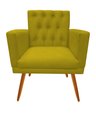 Ver imagem 3 de Kit Namoradeira + 1 Poltrona Decorativa Nina Capitonê Couro Amarelo Pés Madeira Mz Decor