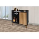 Ver imagem 1 de Aparador Cantinho do Café Mad Estilo Retrô com Pés em Madeira Cor Preto/ripado 3d Rm