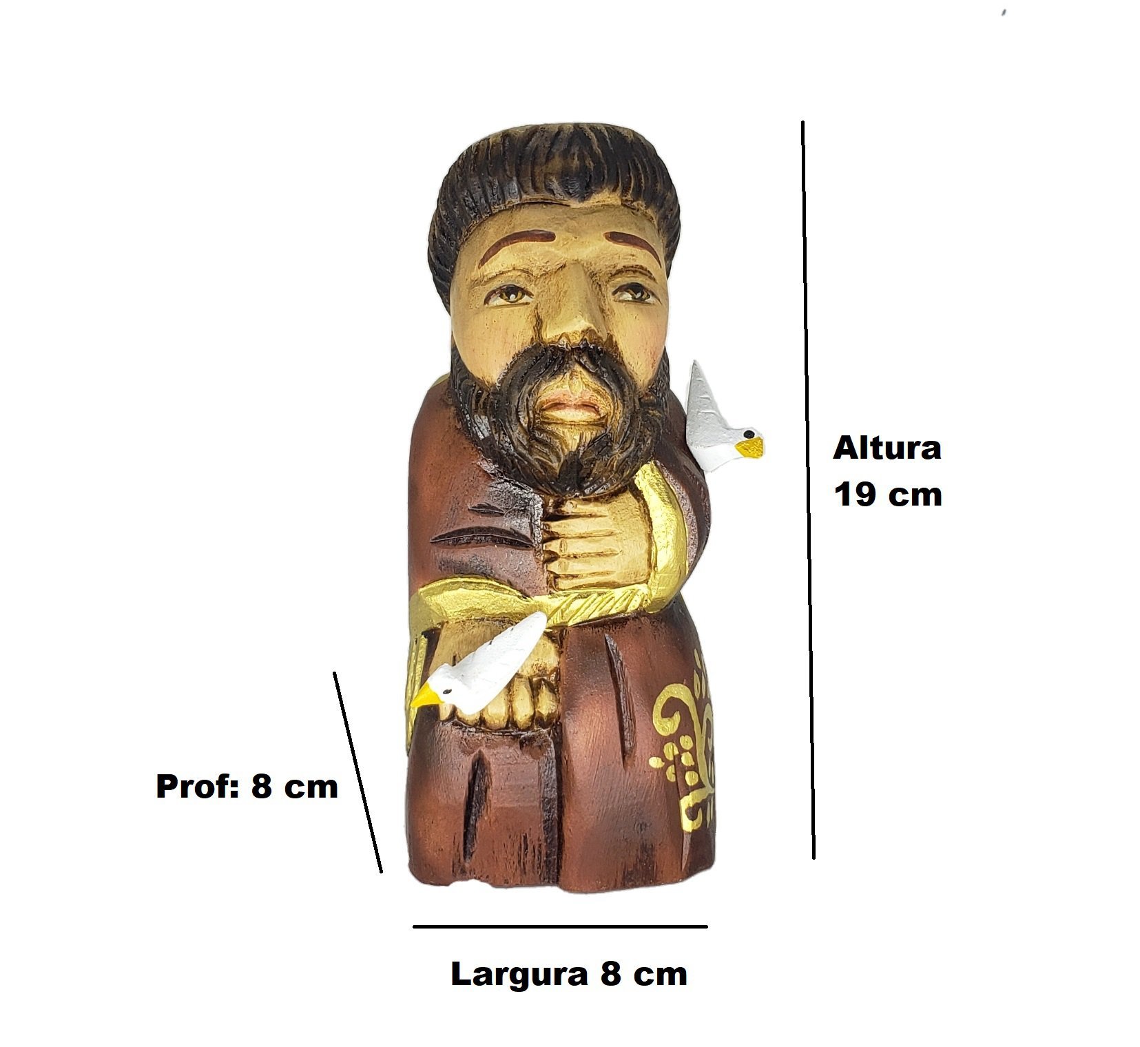 Imagem São Francisco De Assis Madeira Pintada A Mão Rustica