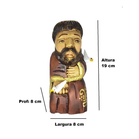 Imagem São Francisco De Assis Madeira Pintada A Mão Rustica
