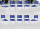 Ver imagem 1 de Kit com 10 Cadeiras Iso para Escola Escritório Comércio Azul Base Branca Ecomhome