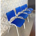 Ver imagem 3 de Kit com 10 Cadeiras Iso para Escola Escritório Comércio Azul Base Branca Ecomhome