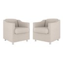 Ver imagem 1 de Kit 02 Cadeiras Poltronas Decorativas Recepção Clinica Suede Cor:Bege