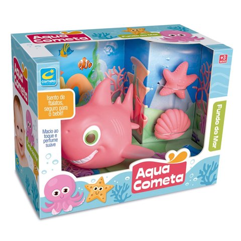 Brinquedo para Banho Kit Tubarão Rosa Fundo do Mar +3 Meses Cometa Brinquedos