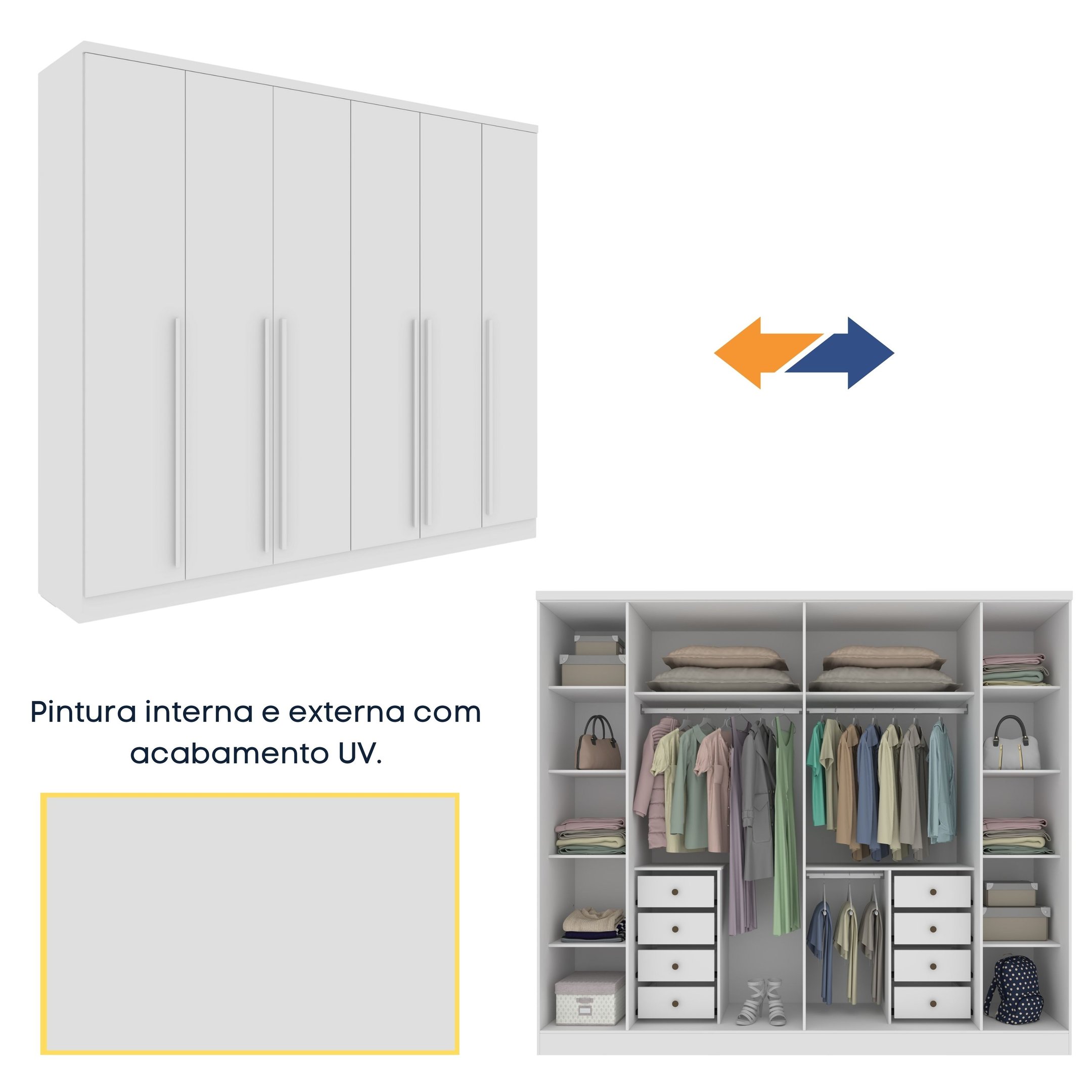 Guarda-Roupa Casal com Espelho 6 Portas 8 Gavetas 270cm Sevilla - 13