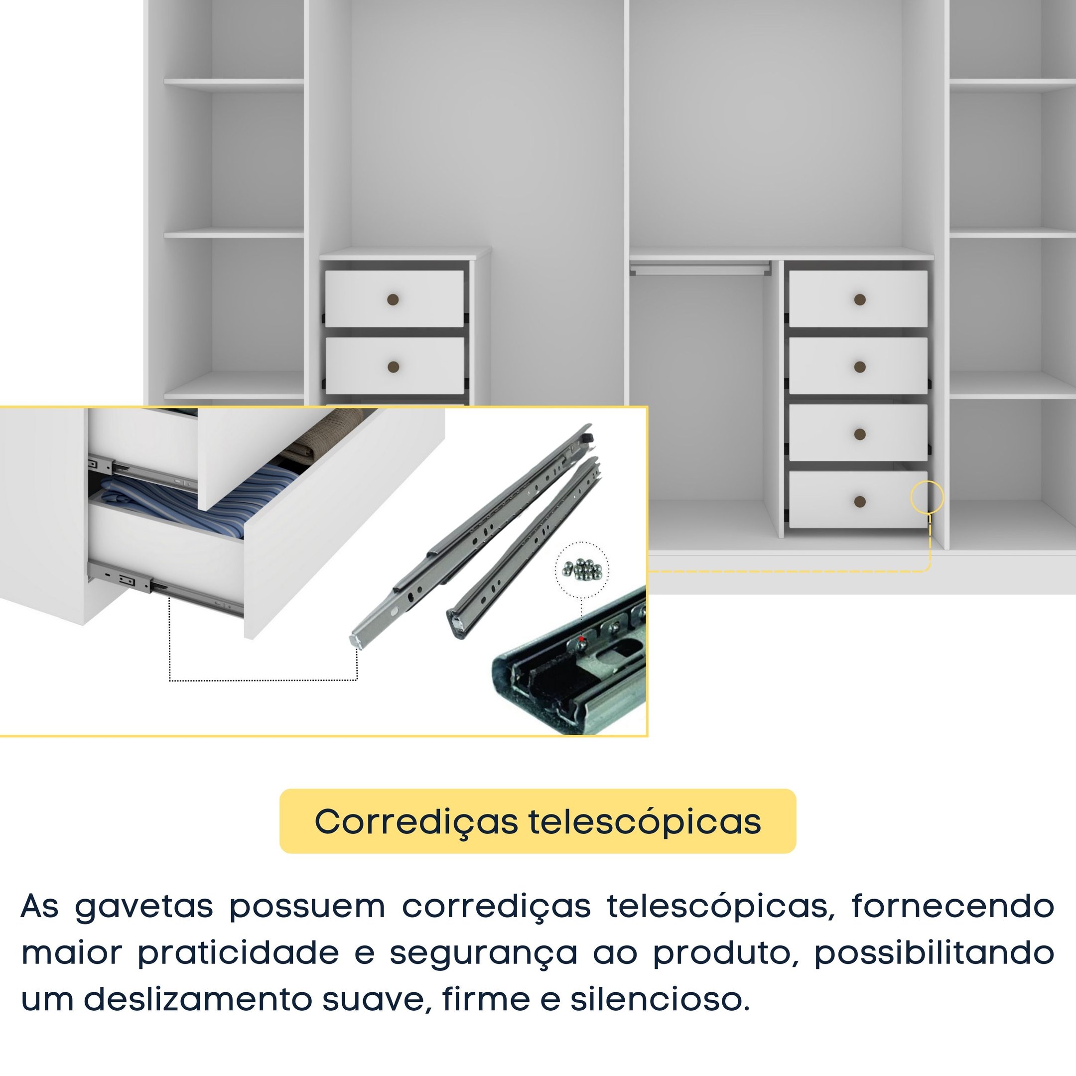 Guarda-Roupa Casal com Espelho 6 Portas 8 Gavetas 270cm Sevilla - 12