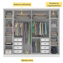 Guarda-Roupa Casal com Espelho 6 Portas 8 Gavetas 270cm Sevilla - 10 Guarda-Roupa Casal com Espelho 6 Portas 8 Gavetas 270cm Sevilla - 10