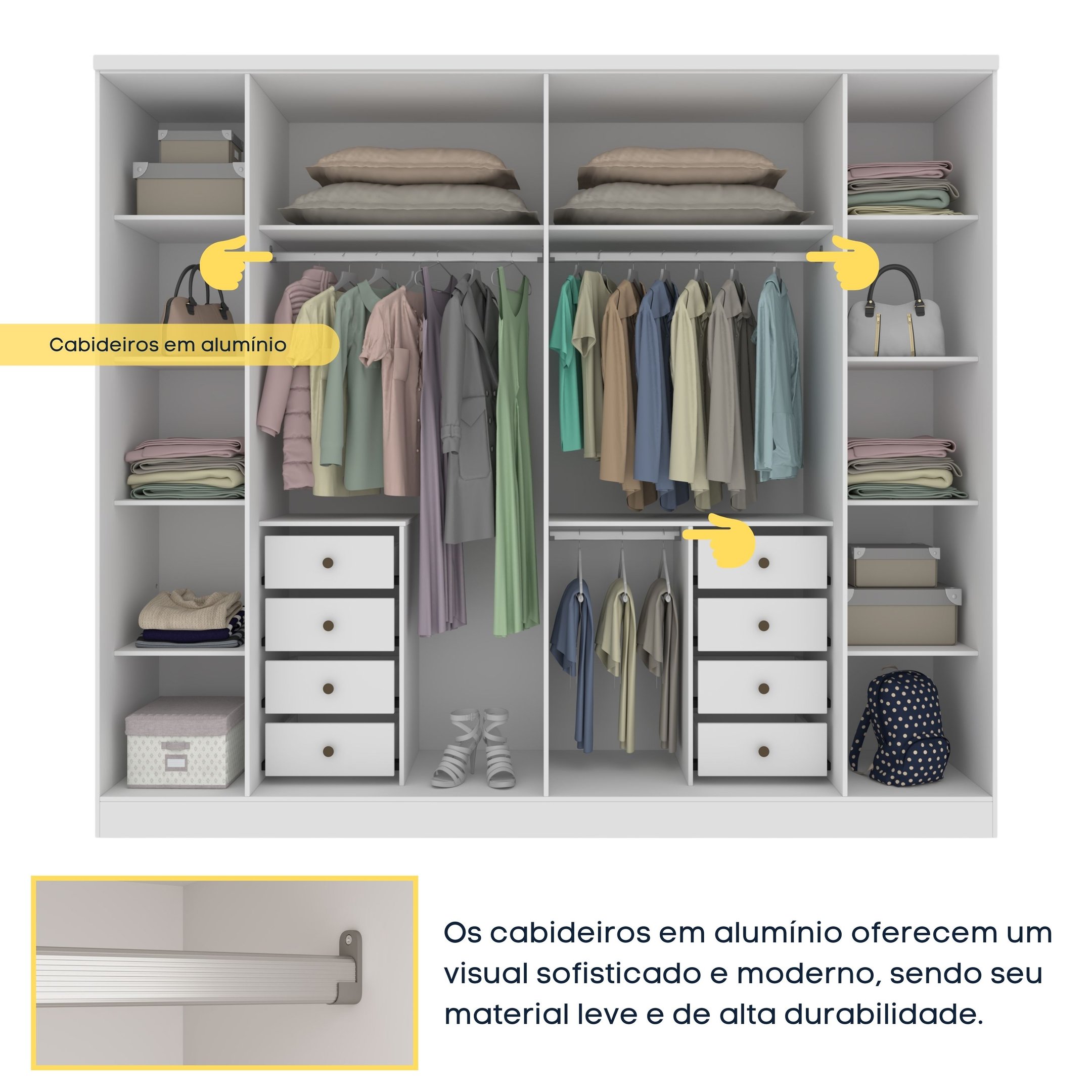 Guarda-Roupa Casal com Espelho 6 Portas 8 Gavetas 270cm Sevilla - 19