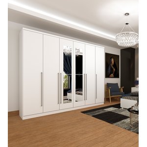 Guarda-Roupa Casal com Espelho 6 Portas 8 Gavetas 270cm Sevilla