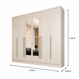 Guarda-Roupa Casal com Espelho 6 Portas 8 Gavetas 270cm Sevilla - 3 Guarda-Roupa Casal com Espelho 6 Portas 8 Gavetas 270cm Sevilla - 3