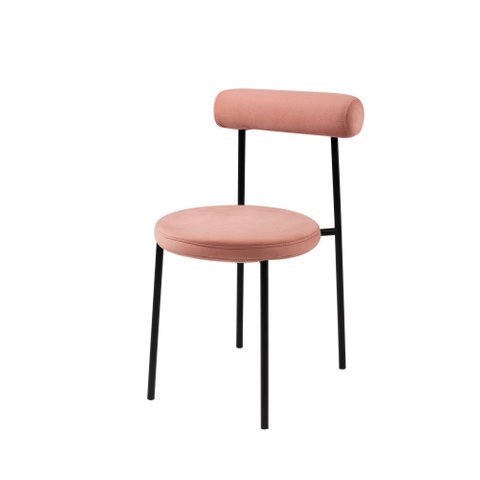 Cadeira Lana Base Aço Preto Tecido Veludo Rosa - Ooca Móveis