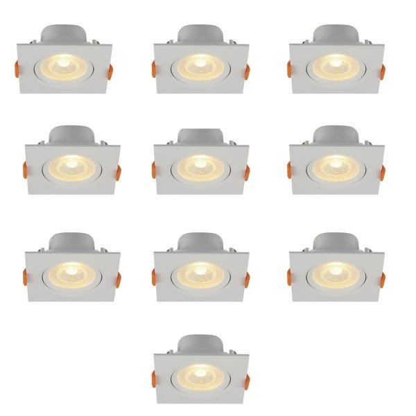 Kit 10 Spot LED Embutir Quadrado 6W Branco Quente 3000K - 1