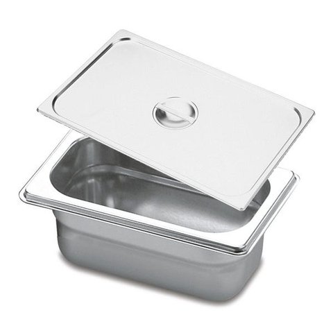 Cuba Gastronômica Inox GN 1/9x65 mm 0,67 L sem alça COM TAMPA