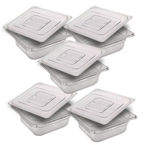 Conj 5 Cuba Gastronômica Policarbonato GN 1/6X65 mm 1,0L com Tampa
