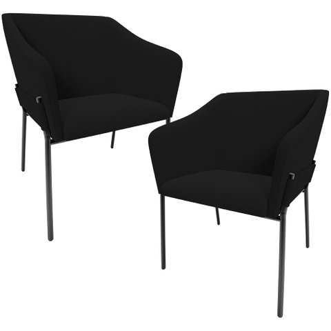 Kit 2 Cadeiras para Sala de Jantar Estar Living Olívia L02 Bouclê Preto - Lyam Decor