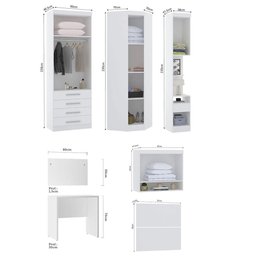 Quarto de Canto Solteiro com Guarda Roupas Cabeceira e Escrivaninha Alpes Luciane Móveis - 4