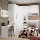 Ver imagem 2 de Quarto de Canto Solteiro com Guarda Roupas Cabeceira e Escrivaninha Alpes Luciane Móveis