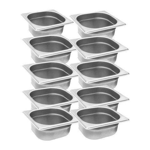 Conj 18 Cuba Gastronômica Inox GN 1/6x65 mm 1,0 L sem alça